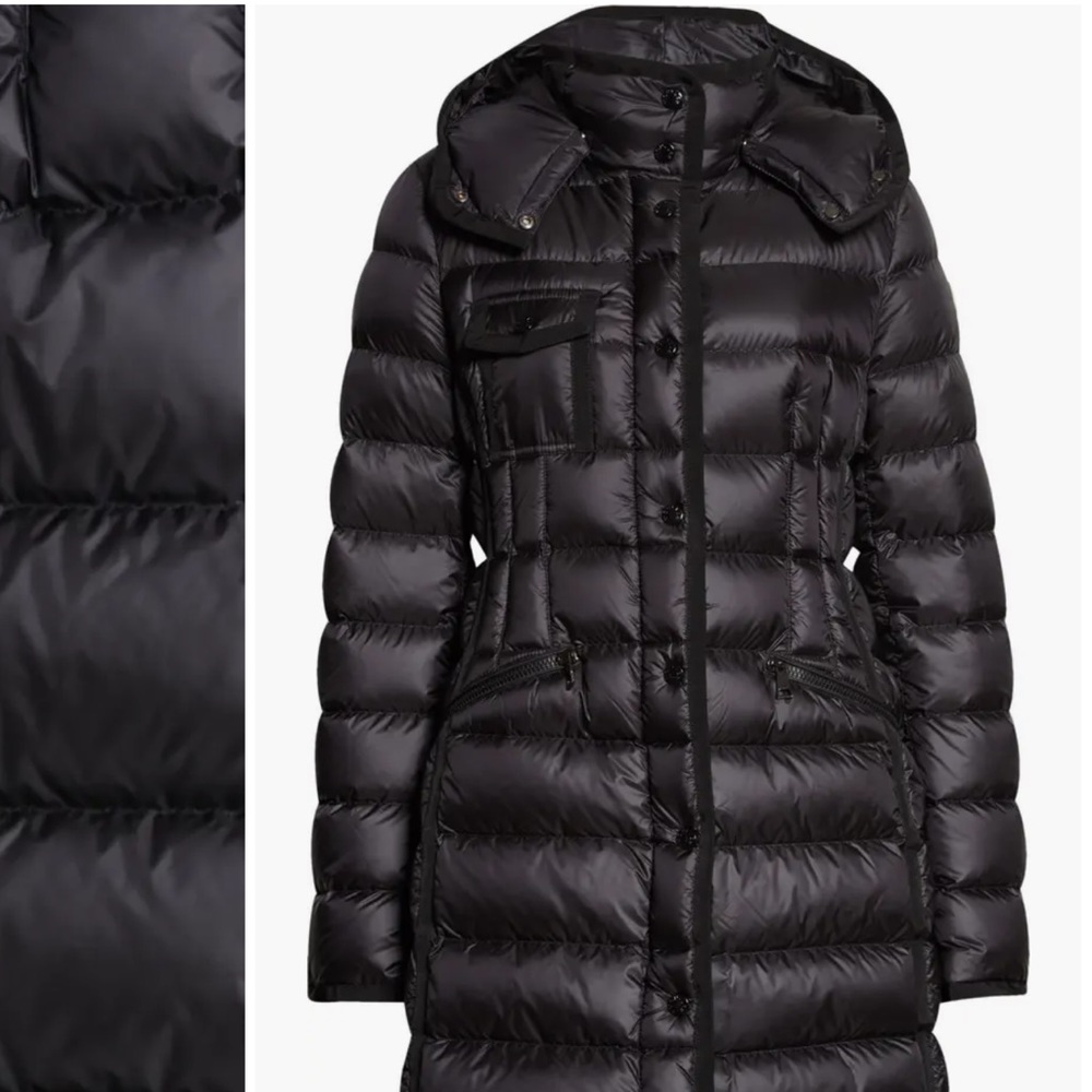 Moncler Hermine Grosgrain Trim Quilted Down Puffer Coat Size 1